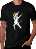 Dabbing Zebra Graphic Tee - Cool Black T-Shirt