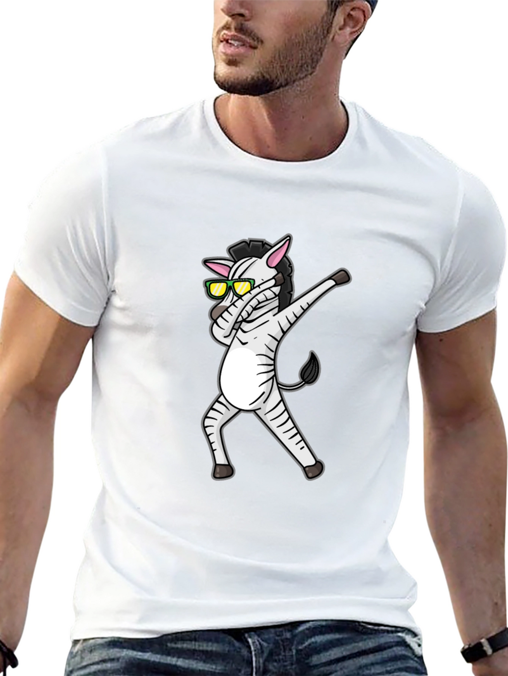 Dabbing Zebra Graphic Tee - Cool Black T-Shirt