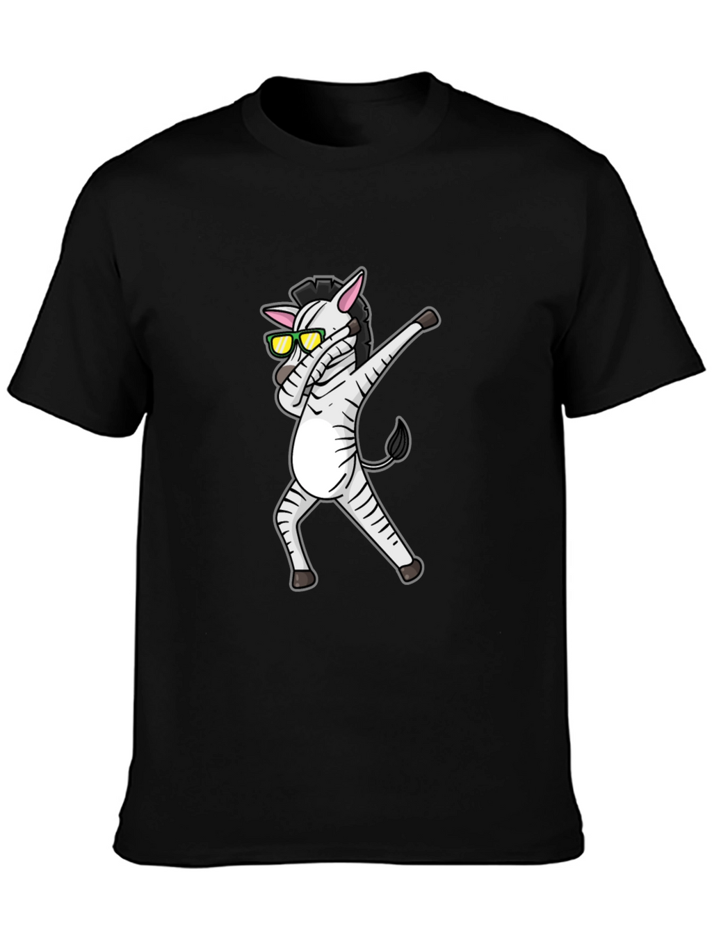 Dabbing Zebra Graphic Tee - Cool Black T-Shirt