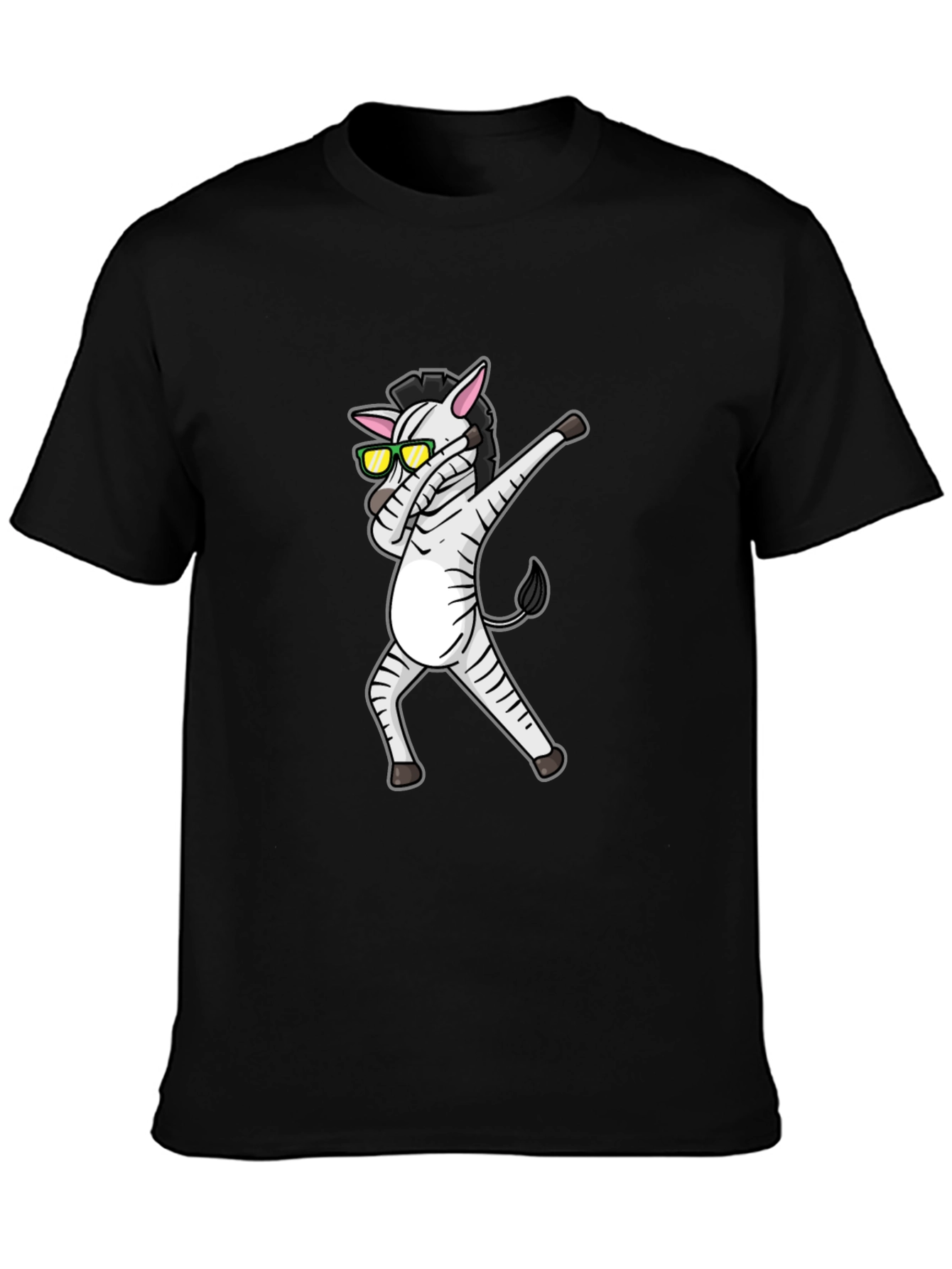 Dabbing Zebra Graphic Tee - Cool Black T-Shirt