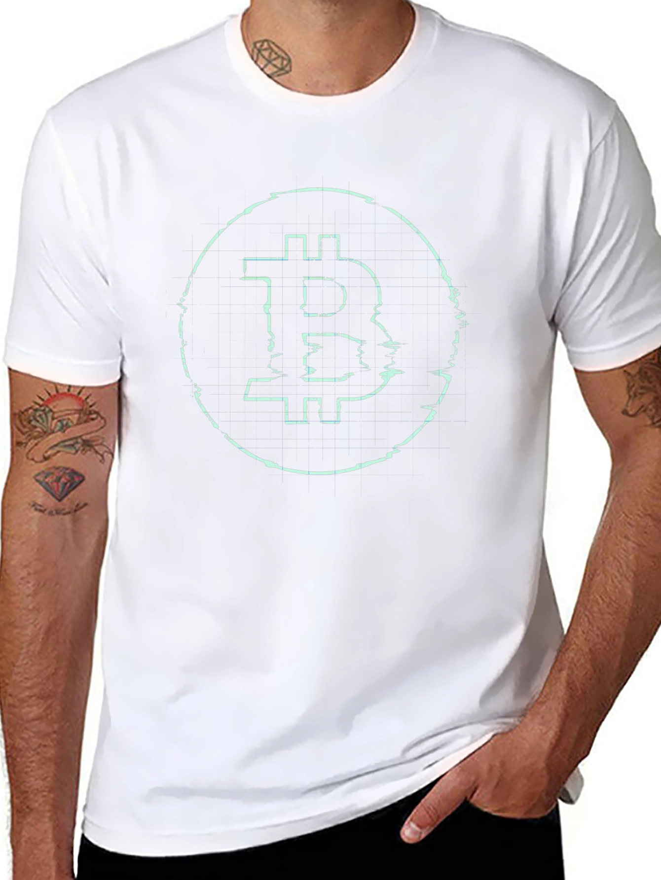 Bitcoin Glitch Graphic Tee - Crypto Inspired Fashion
