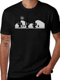 Cactus Desert Graphic Tee - Black Cotton T-Shirt