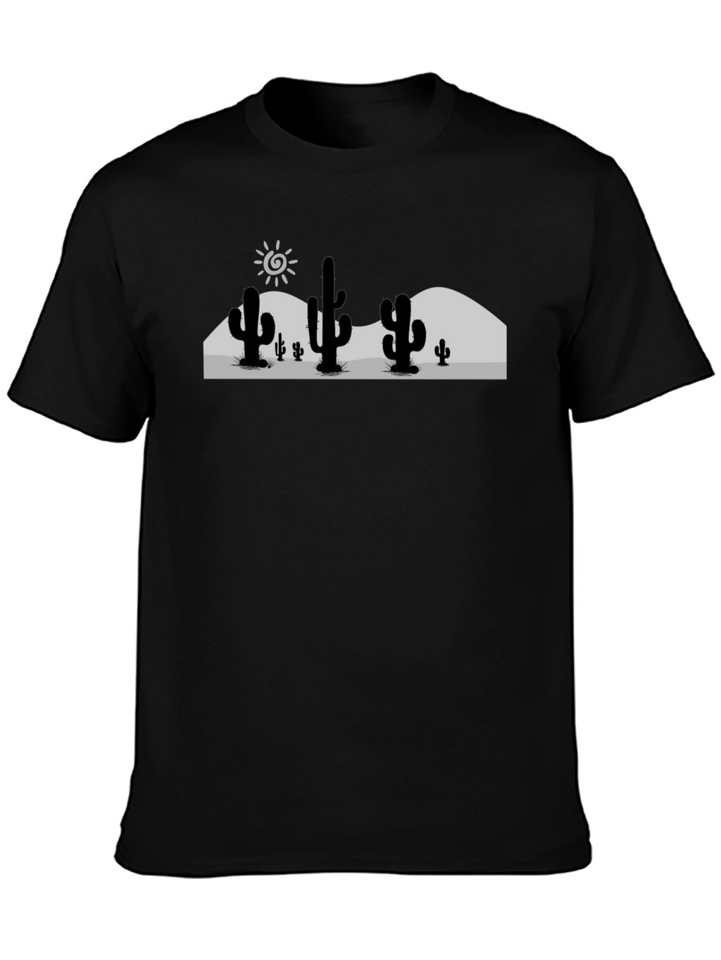 Cactus Desert Graphic Tee - Black Cotton T-Shirt