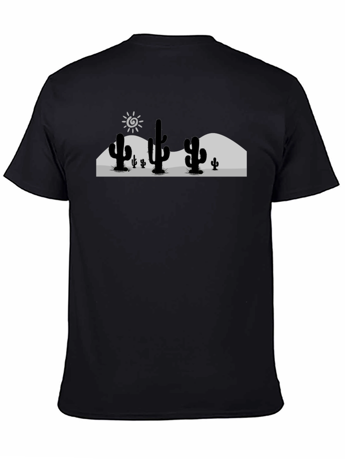 Cactus Desert Graphic Tee - Black Cotton T-Shirt