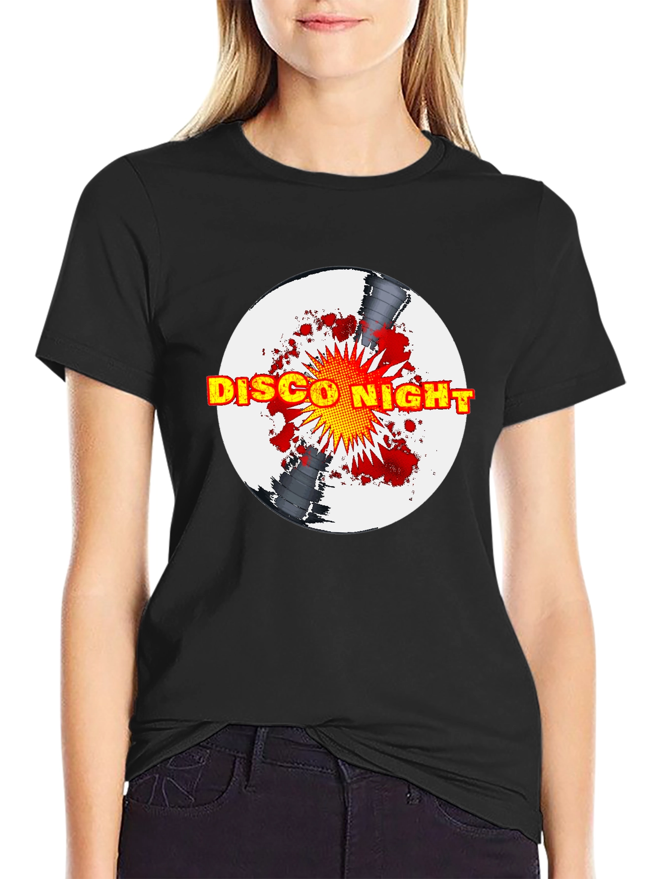 Disco Night Graphic T-Shirt - Black