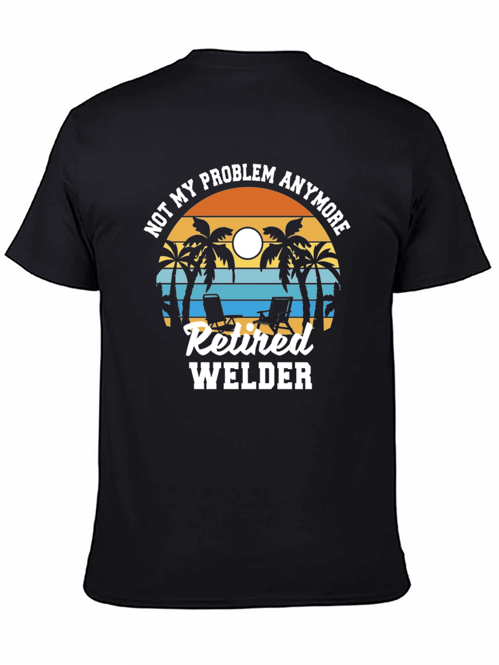 Retired Welder T-Shirt: Beach Sunset Design