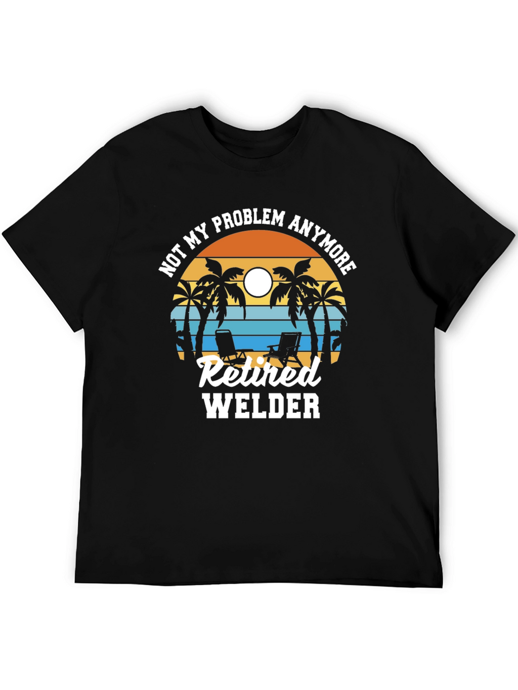 Retired Welder T-Shirt: Beach Sunset Design