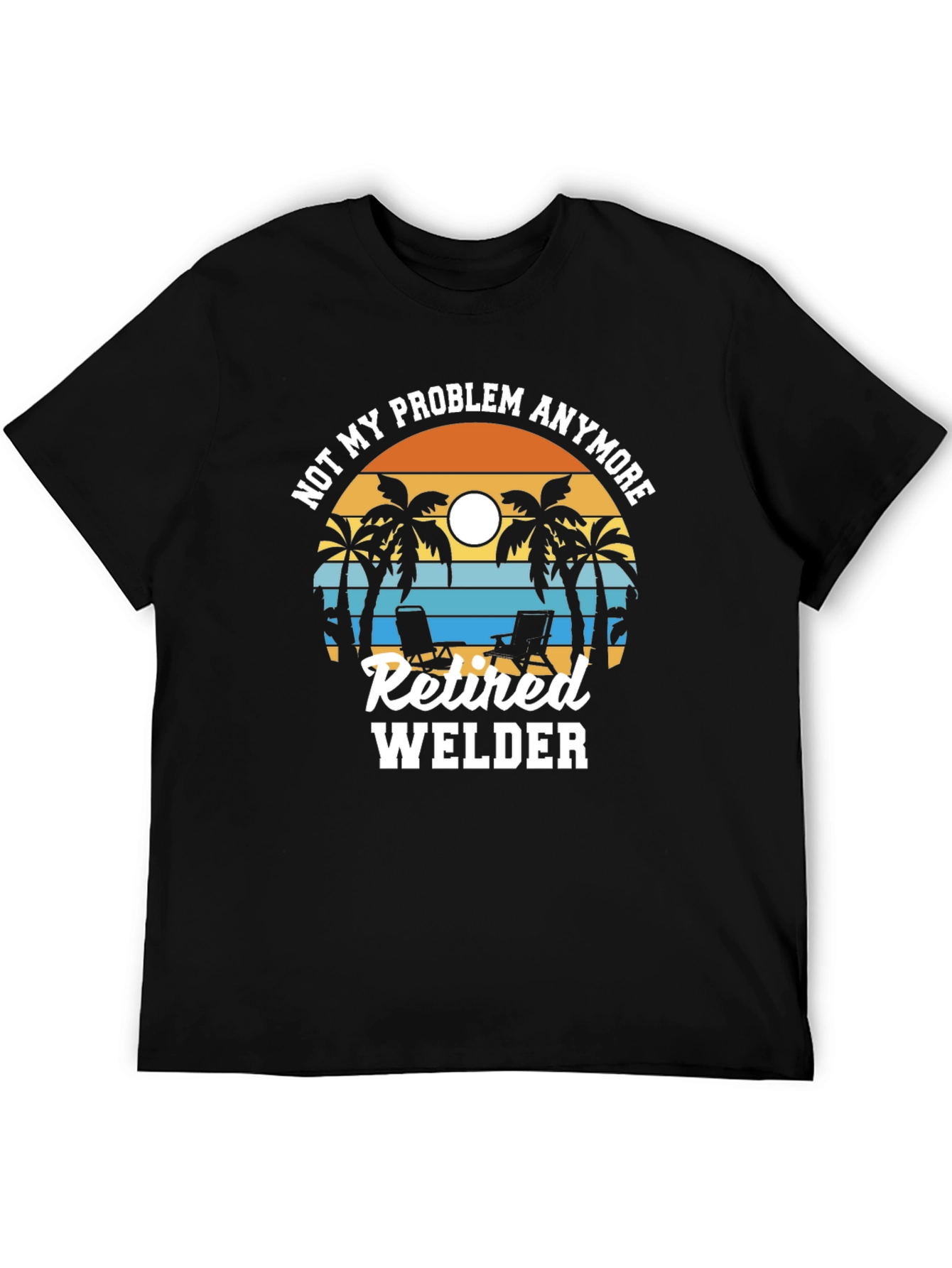 Retired Welder T-Shirt: Beach Sunset Design