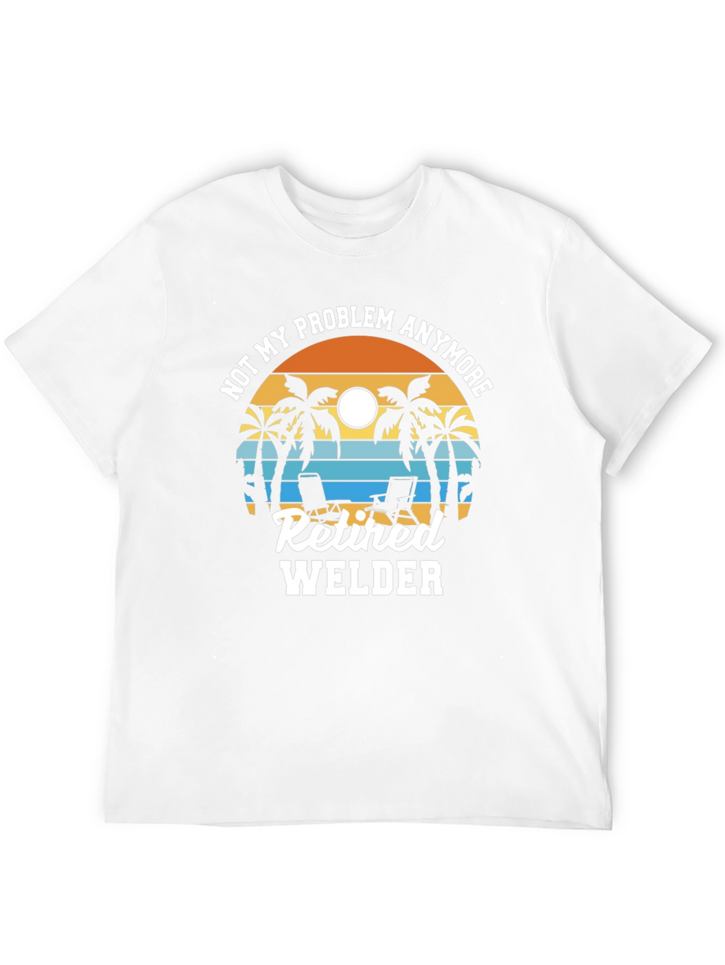 Retired Welder T-Shirt: Beach Sunset Design