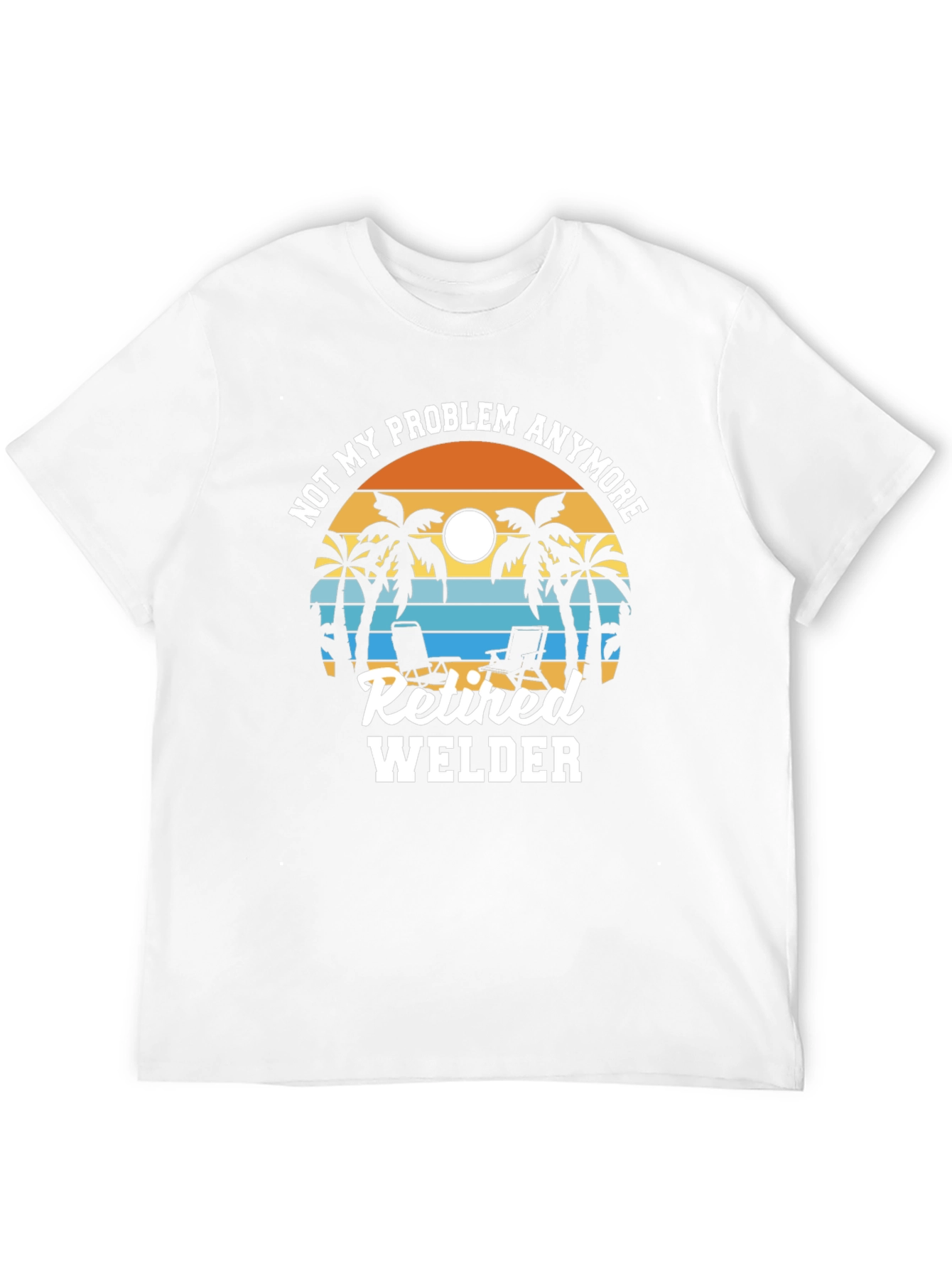 Retired Welder T-Shirt: Beach Sunset Design