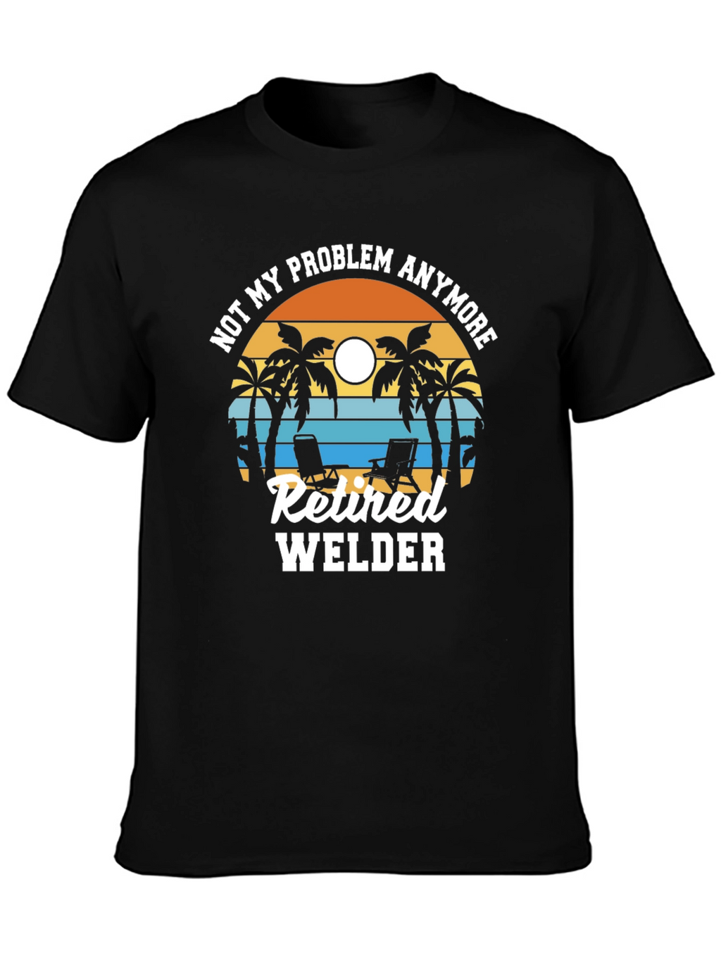 Retired Welder T-Shirt: Beach Sunset Design