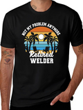 Retired Welder T-Shirt: Beach Sunset Design