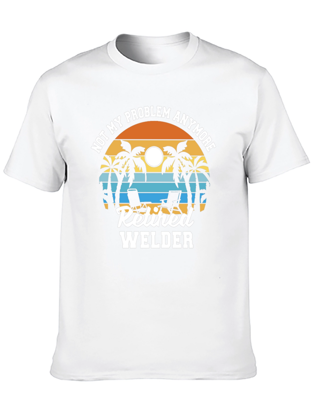 Retired Welder T-Shirt: Beach Sunset Design