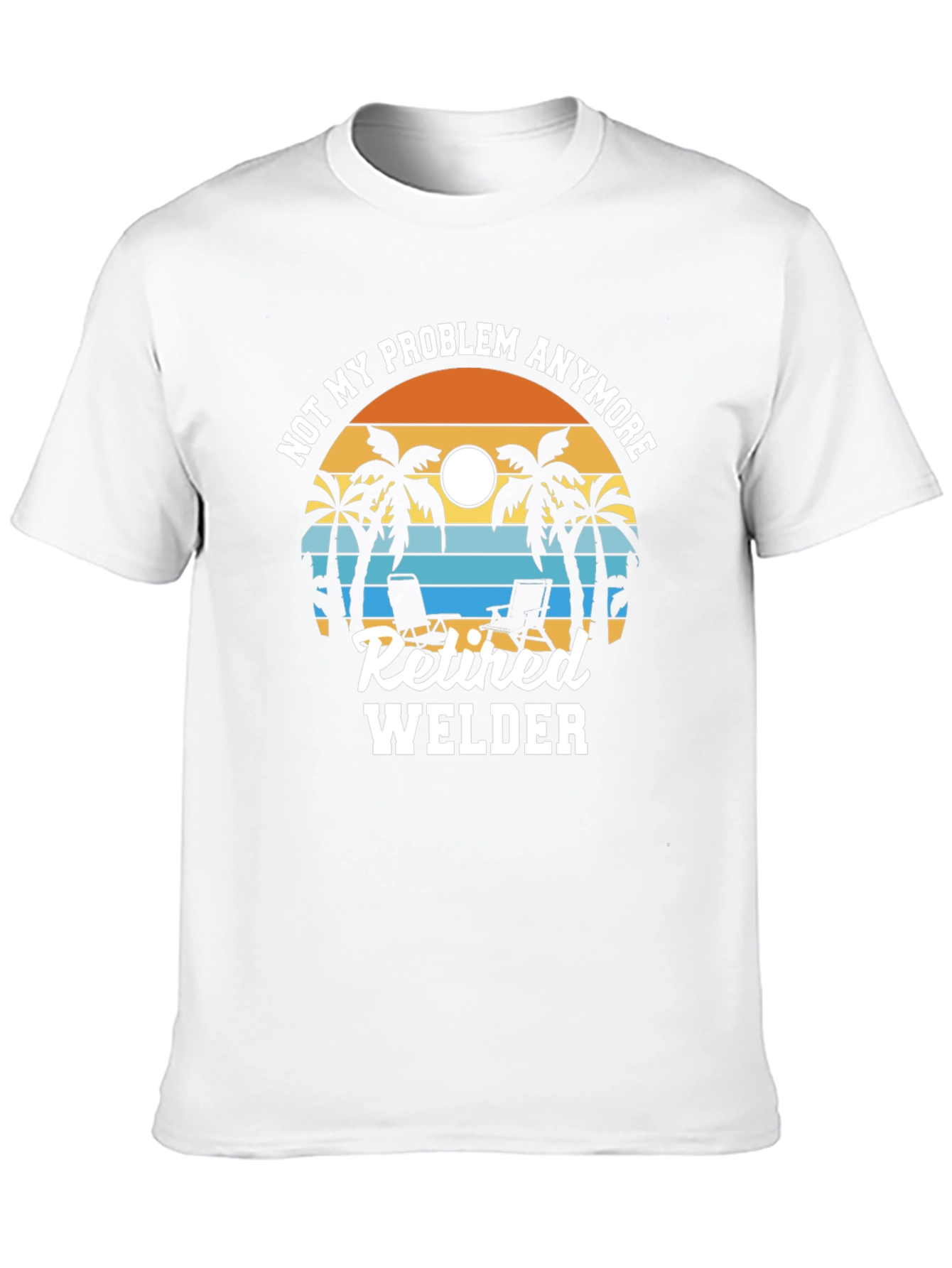 Retired Welder T-Shirt: Beach Sunset Design