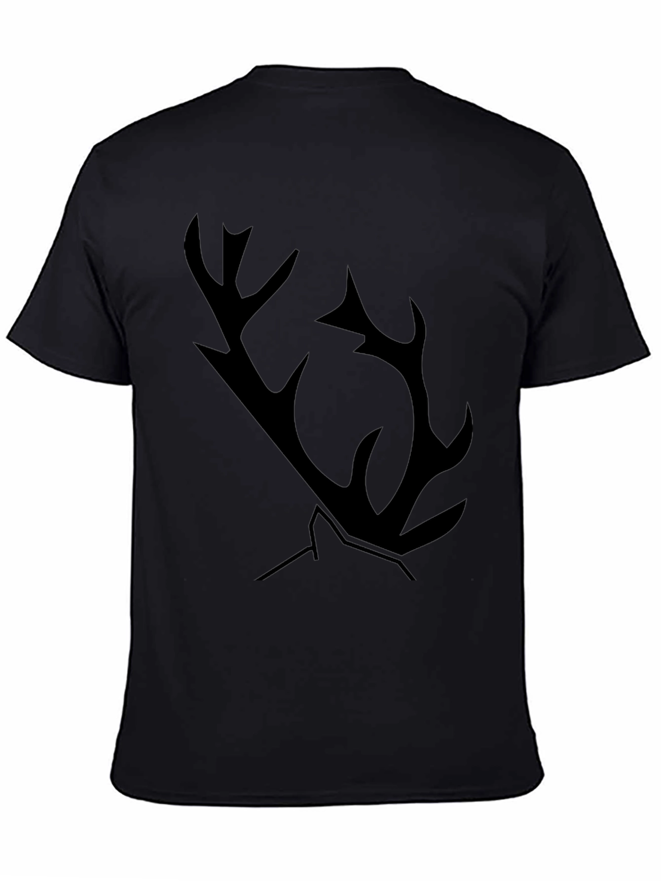 Black T-Shirt with Antler Graphic