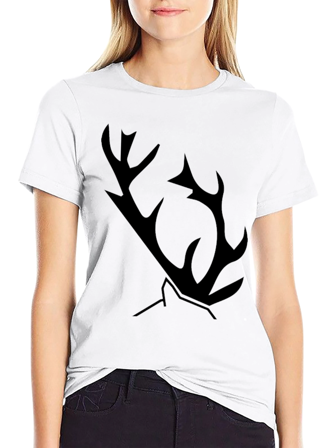 Black T-Shirt with Antler Graphic