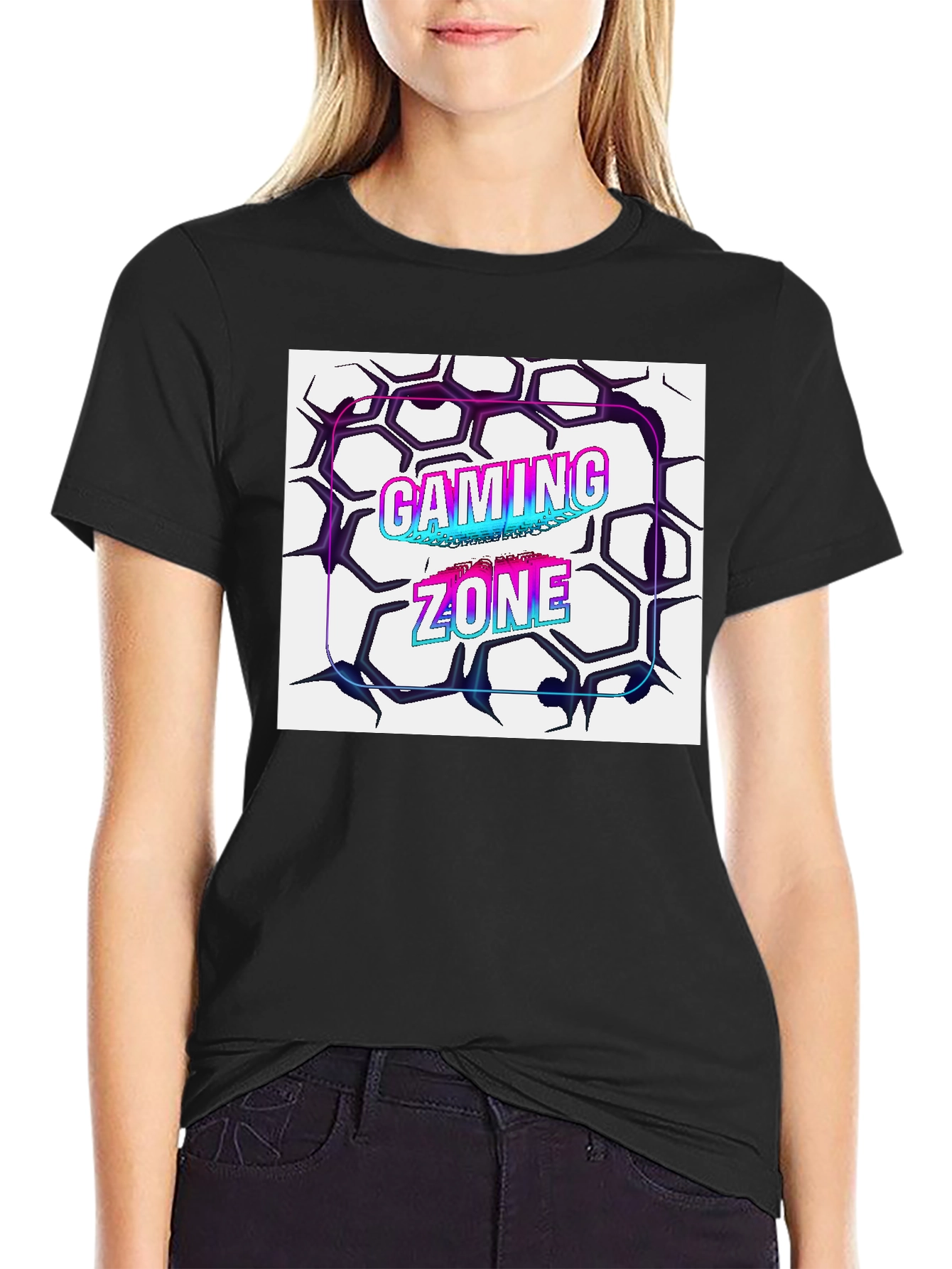 Gaming Zone Graphic Tee - Black Cotton Blend