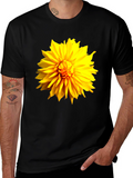 Black T-Shirt with Bright Yellow Flower Graphic