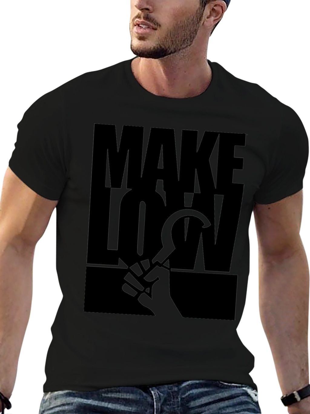 Make Low Mens Black Graphic T-Shirt