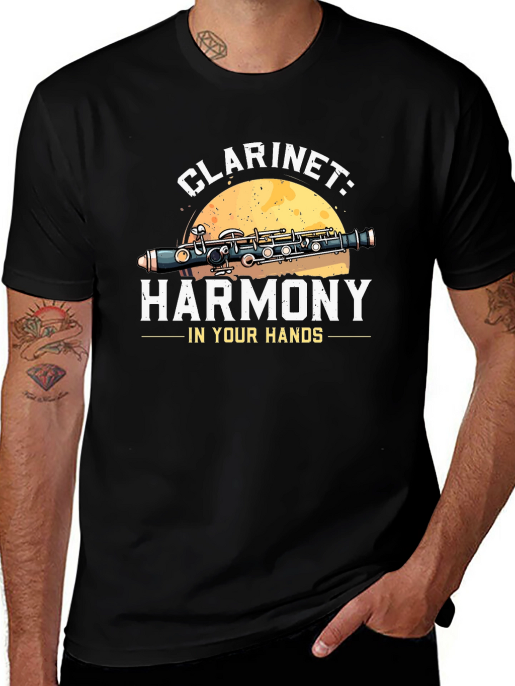 Clarinet Harmony Graphic Tee - Musical Instrument T-Shirt