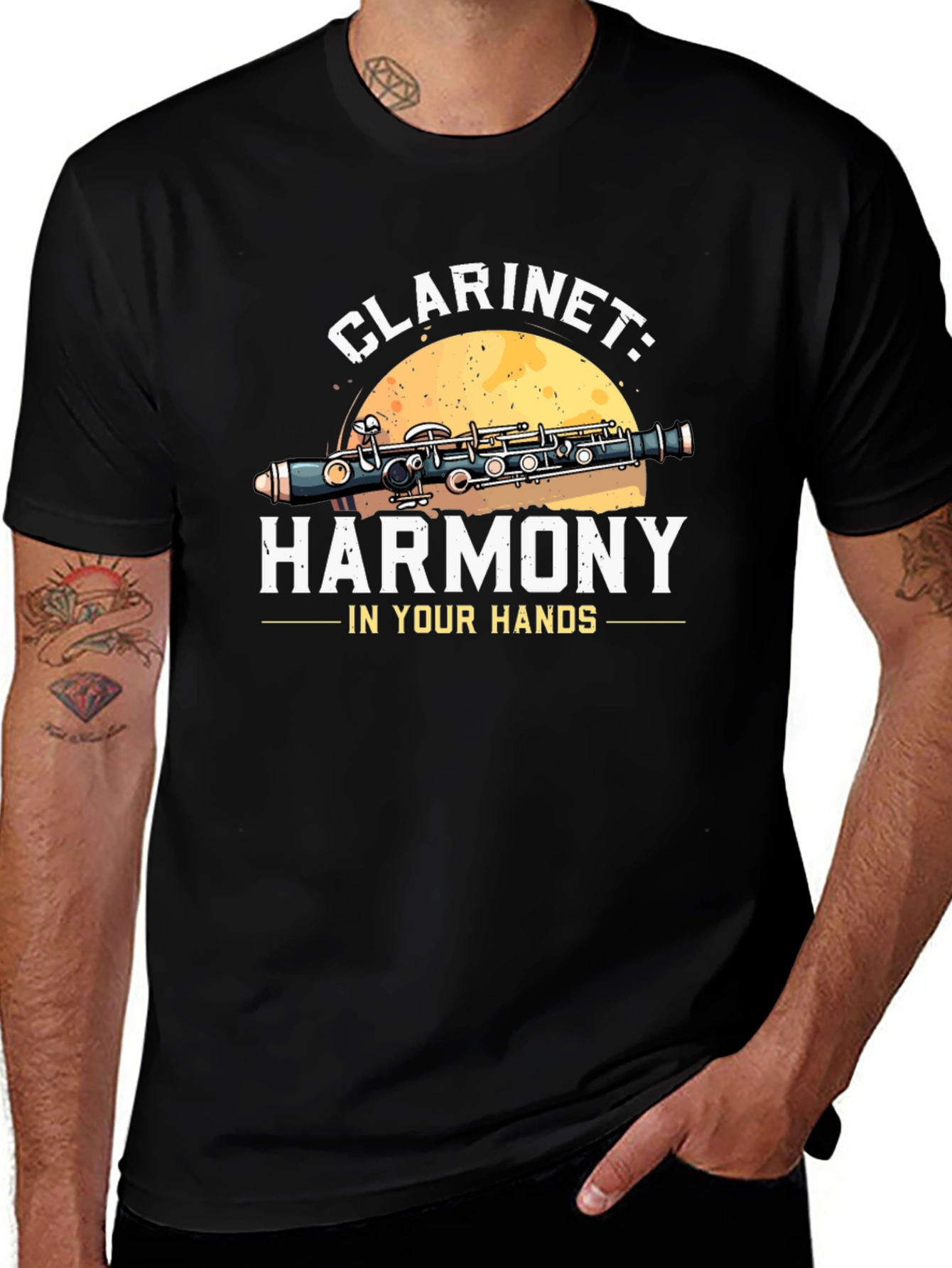 Clarinet Harmony Graphic Tee - Musical Instrument T-Shirt