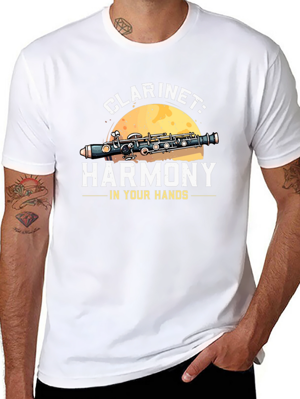 Clarinet Harmony Graphic Tee - Musical Instrument T-Shirt