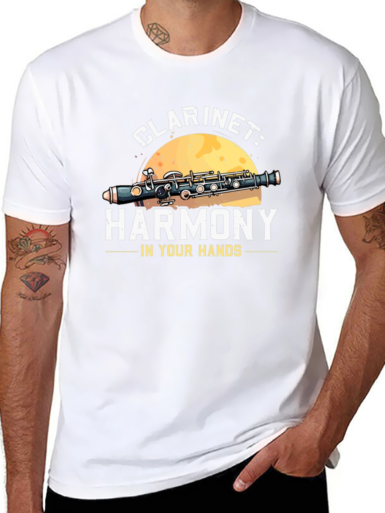 Clarinet Harmony Graphic Tee - Musical Instrument T-Shirt