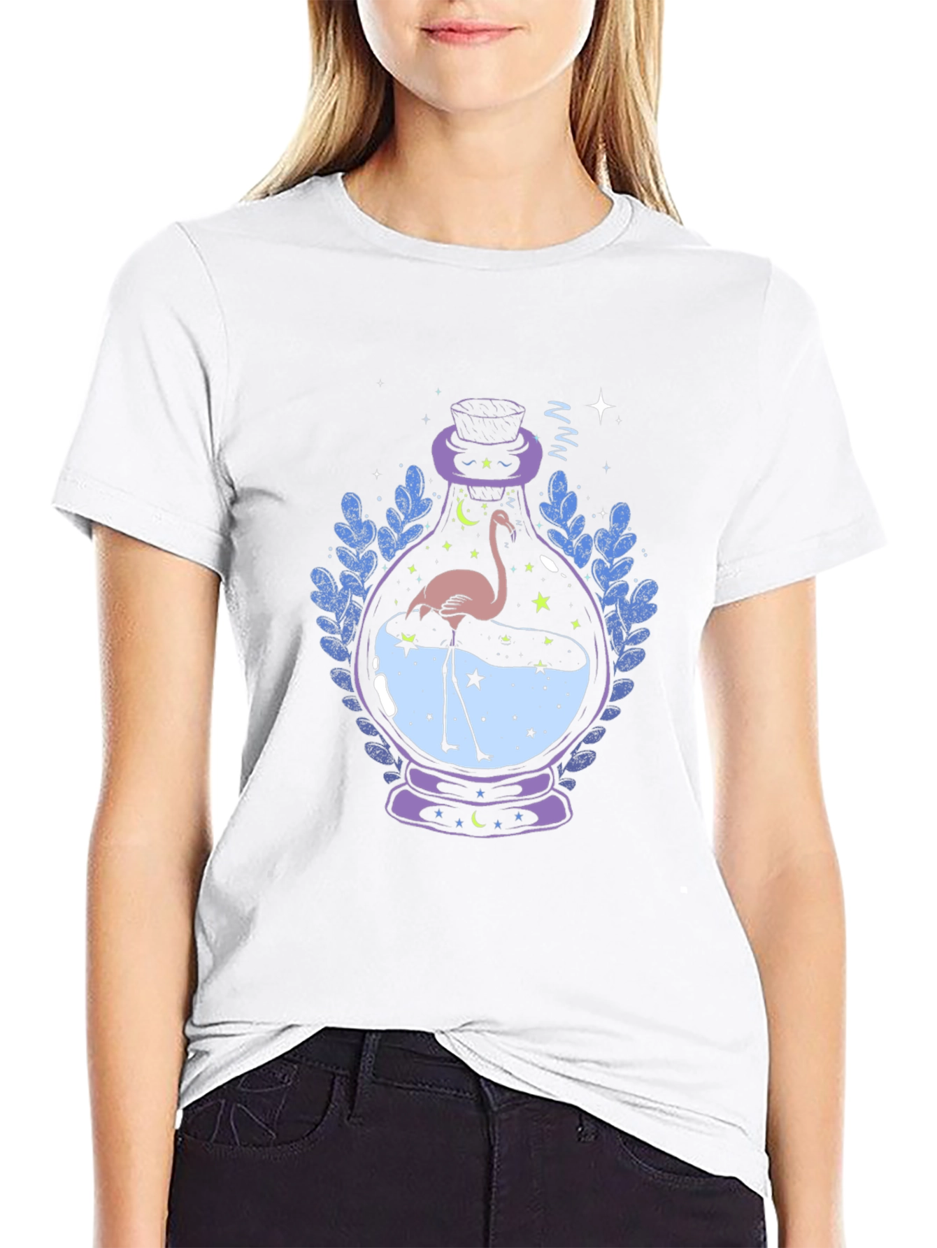 Mystic Flamingo Black T-Shirt