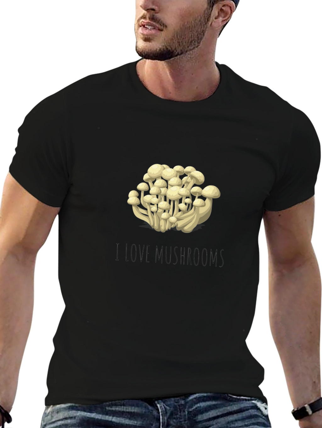 Mushroom Lovers Black T-Shirt