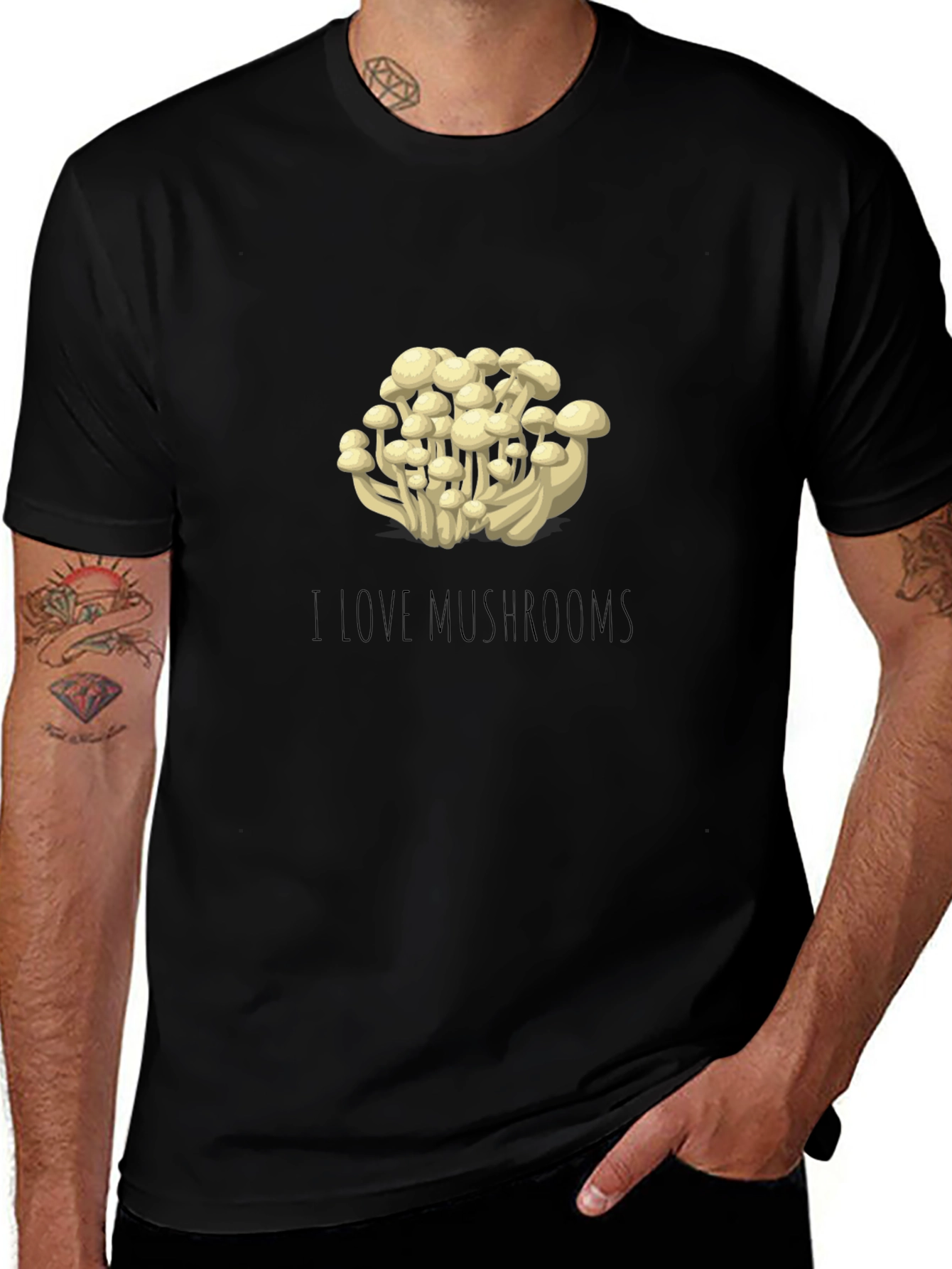 Mushroom Lovers Black T-Shirt