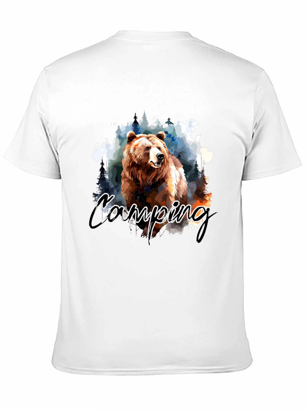 Camping Bear Graphic T-Shirt - Nature Adventure