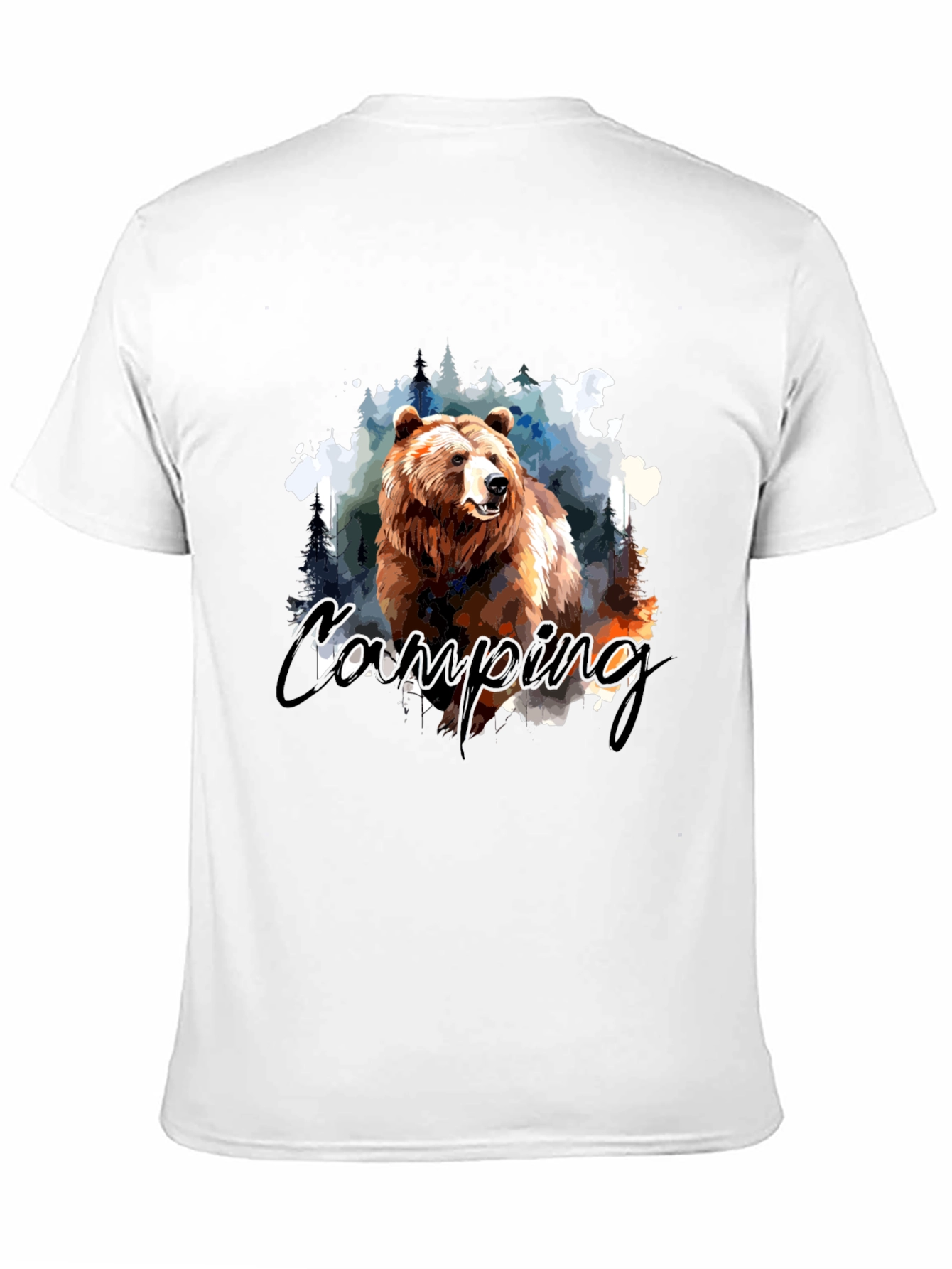 Camping Bear Graphic T-Shirt - Nature Adventure