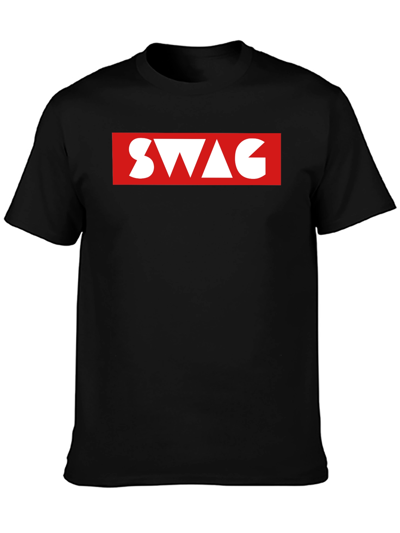 Black T-Shirt with SWAG Red Box Logo - Casual Style