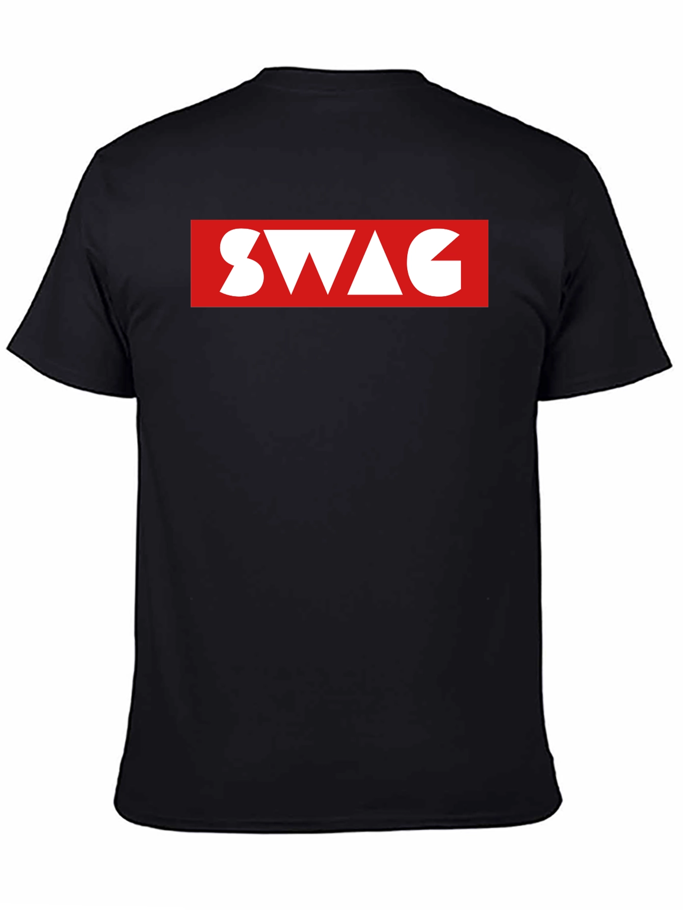 Black T-Shirt with SWAG Red Box Logo - Casual Style