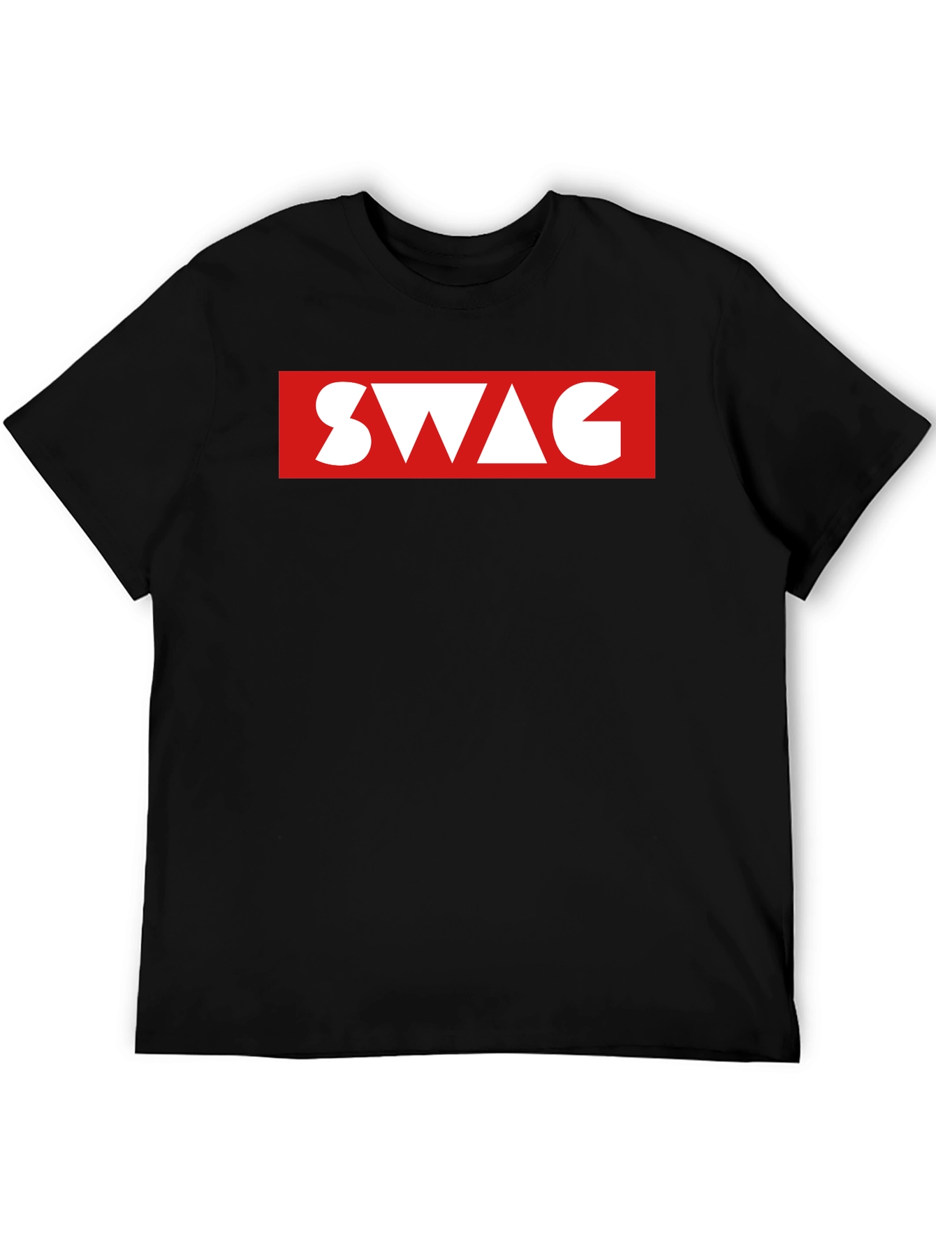 Black T-Shirt with SWAG Red Box Logo - Casual Style