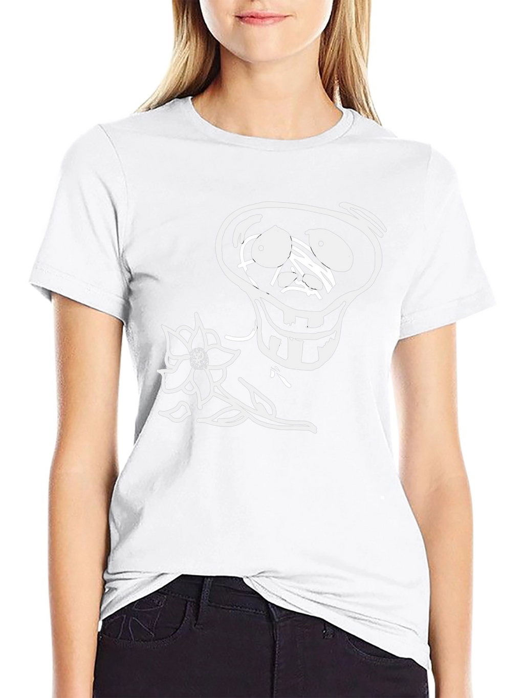 Skull & Flower Graphic T-Shirt - Black