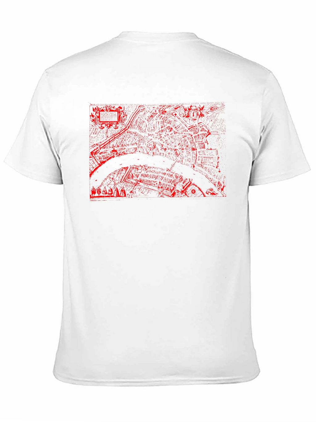 Black Tee with Red City Map Print