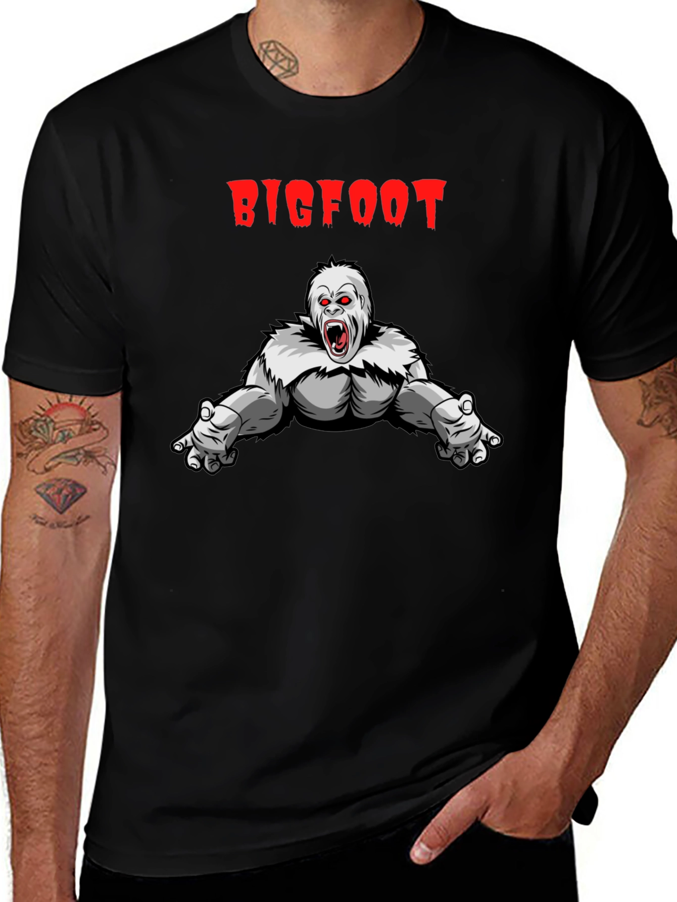 Bigfoot T-Shirt - Graphic Tee Black Cotton Blend