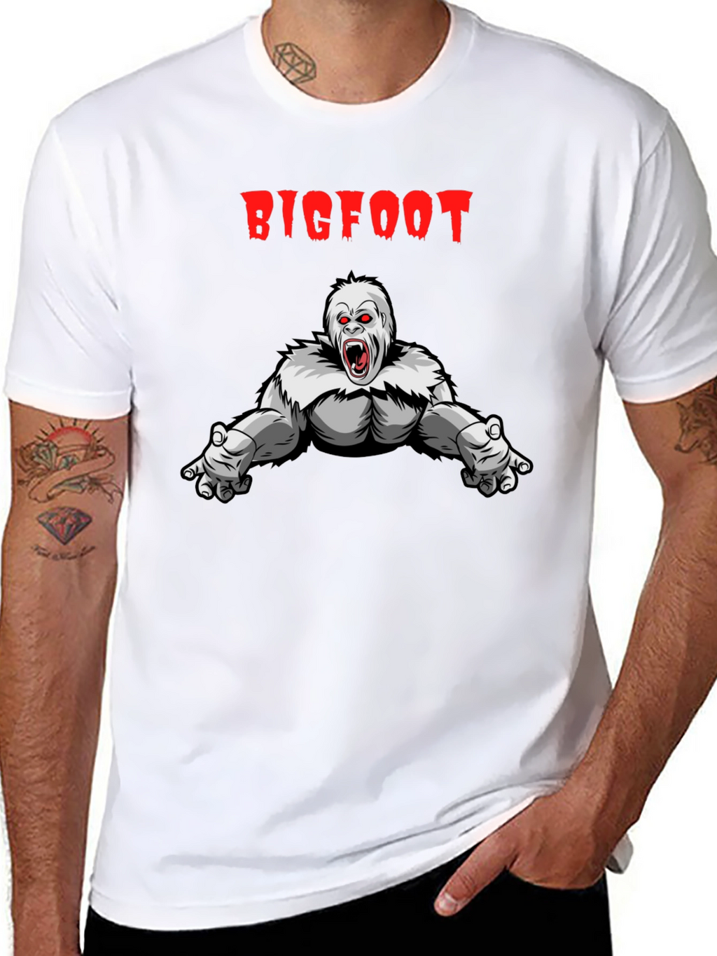 Bigfoot T-Shirt - Graphic Tee Black Cotton Blend