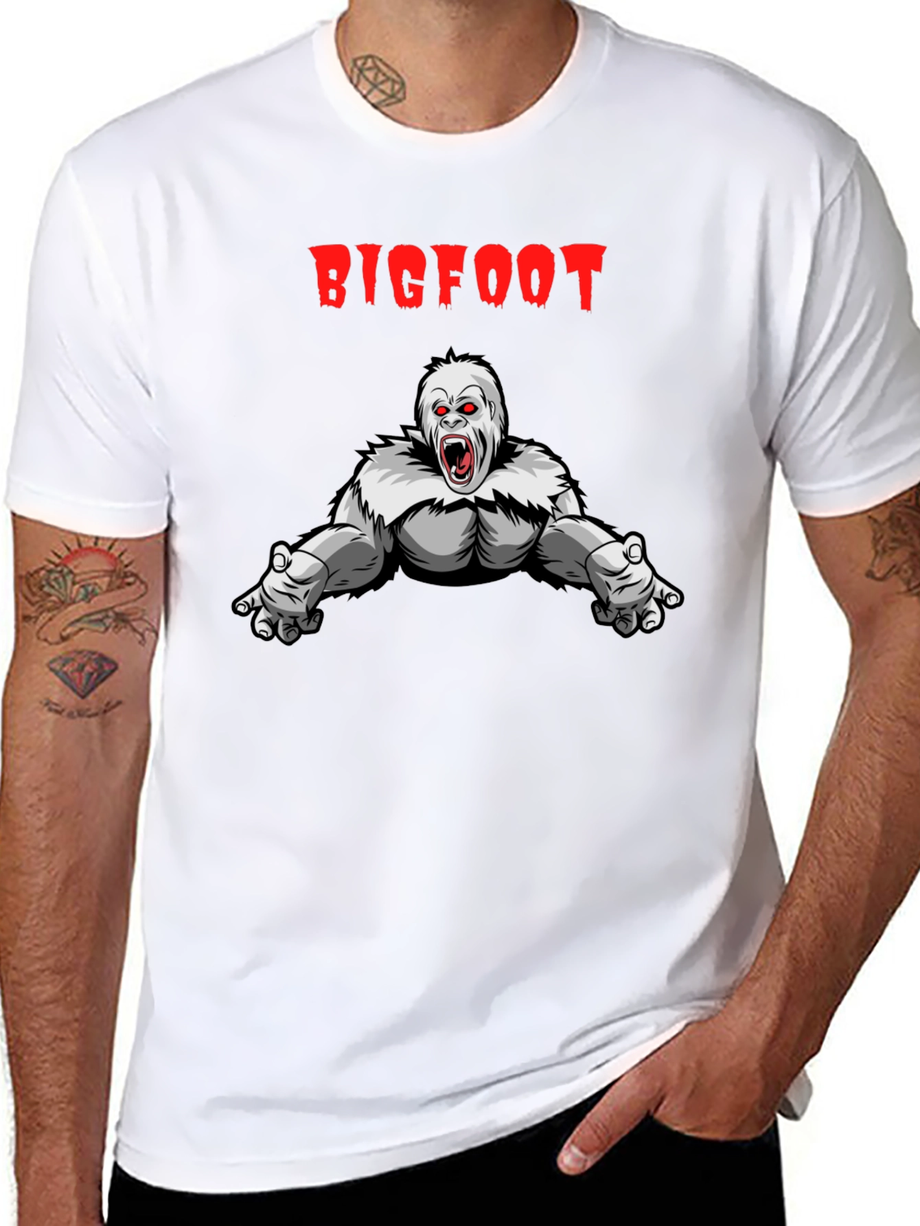 Bigfoot T-Shirt - Graphic Tee Black Cotton Blend