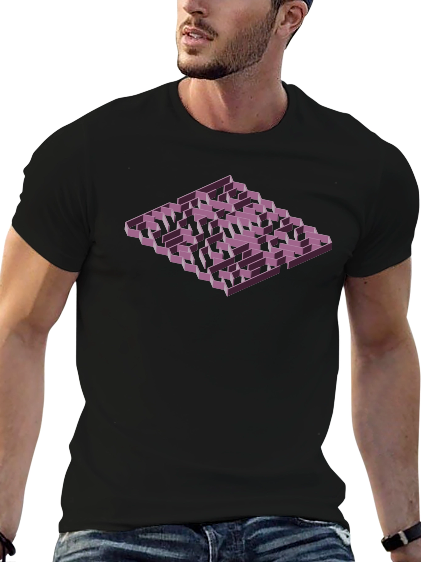Isometric Maze Graphic Tee - Mens Black T-Shirt