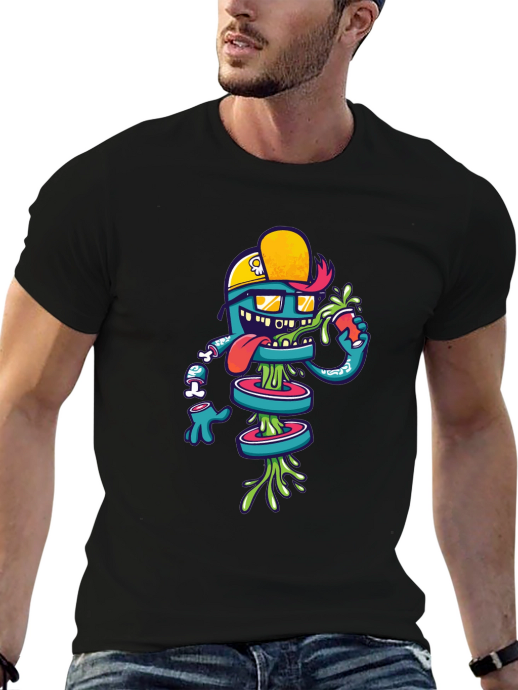 Funky Graphic Tee: Cartoon Character Design