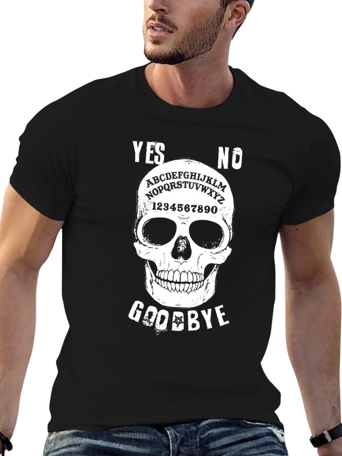 Ouija Skull Graphic Tee - Black
