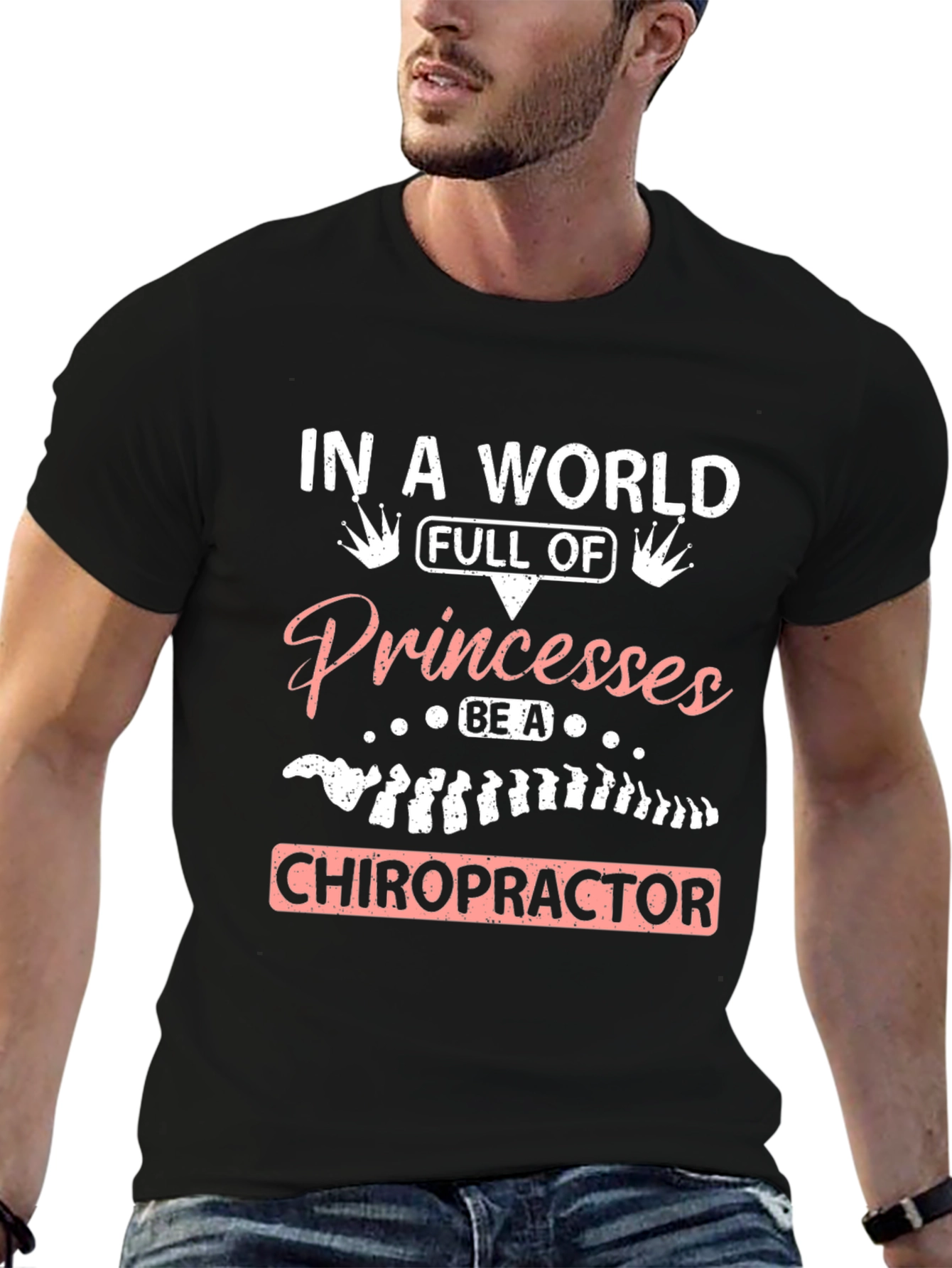 Chiropractor Princesses Graphic Tee - Black Cotton T-Shirt