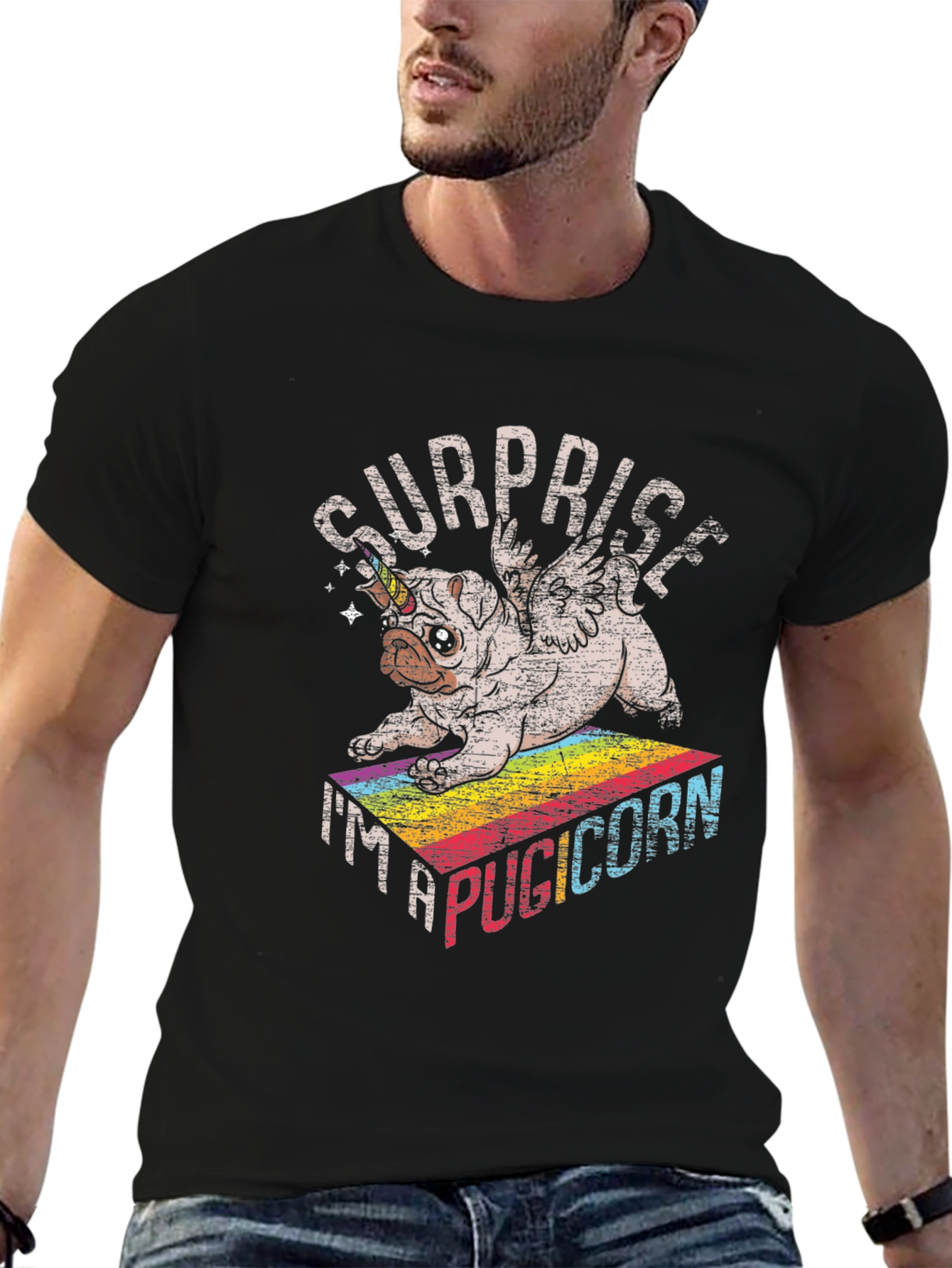 Surprise Pugicorn Graphic T-Shirt