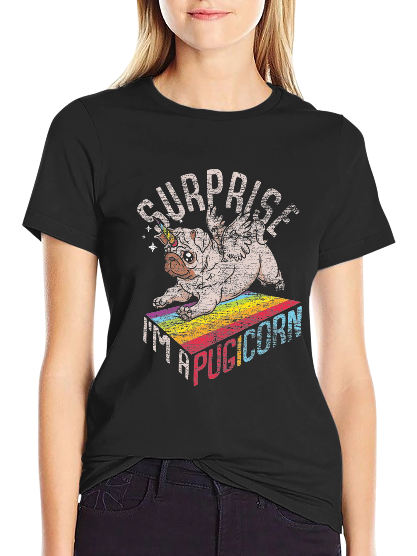 Surprise Pugicorn Graphic T-Shirt