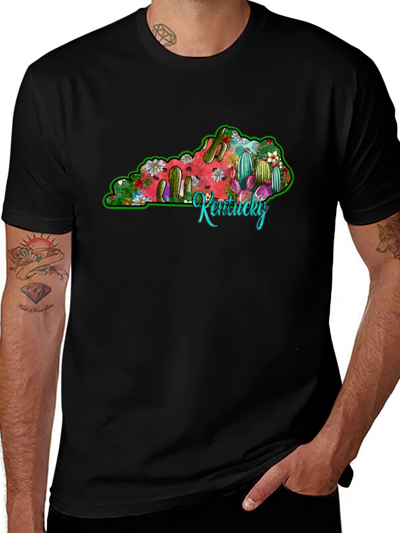 Kentucky Cactus T-Shirt - Unisex Black Tee