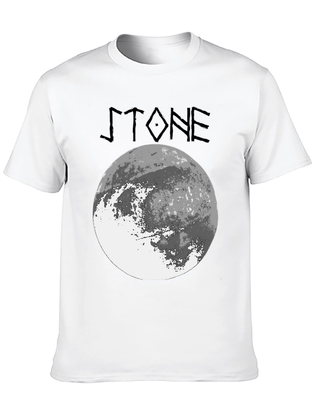 Stone Graphic Tee - Moon Design Black T-Shirt
