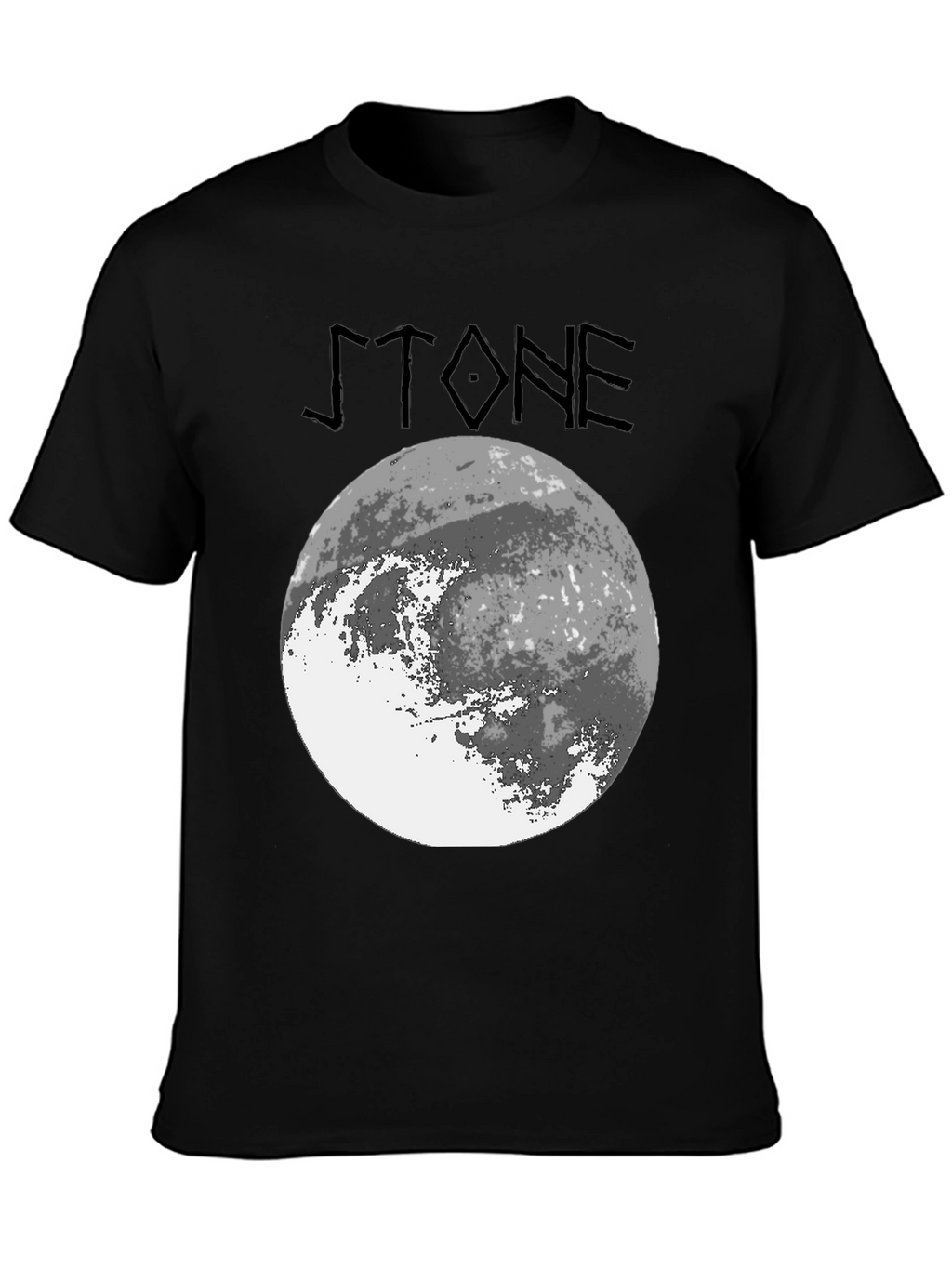 Stone Graphic Tee - Moon Design Black T-Shirt