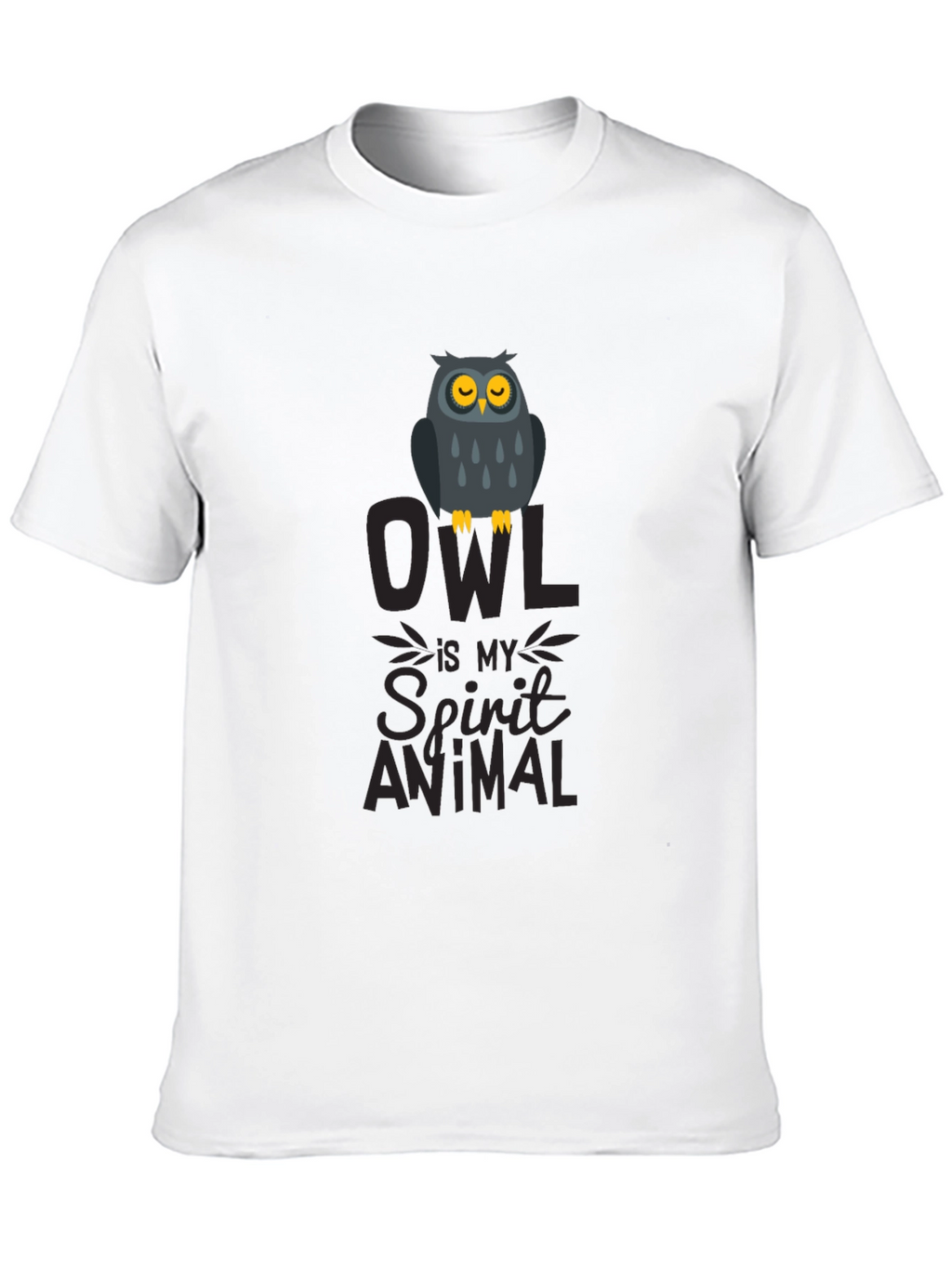 Owl Spirit Animal Graphic Print T-Shirt - Black